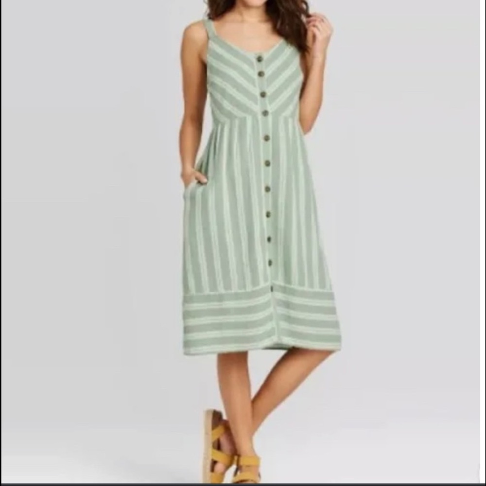NWOT Universal Thread Green stripe button dress - xxl